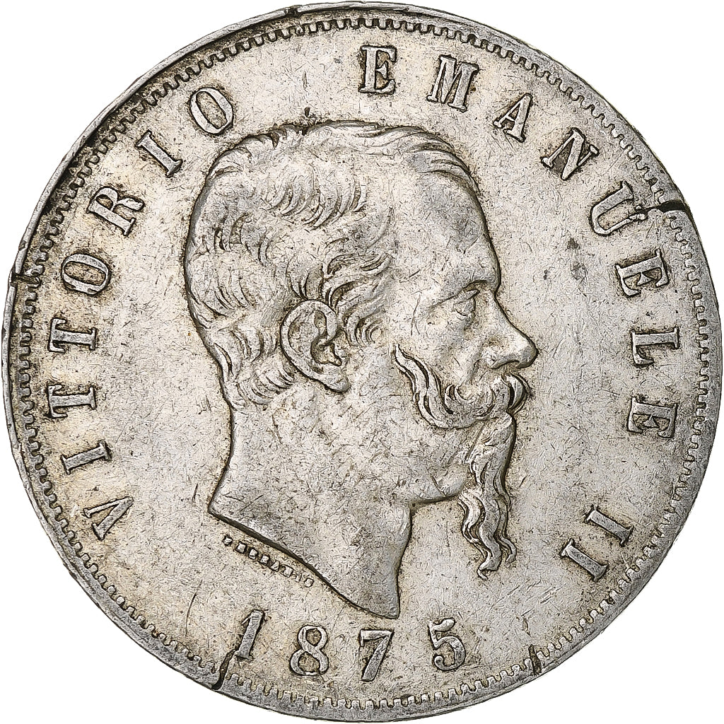 Italy, Vittorio Emanuele II, 5 Lire, 1875, Milan, Silver, VF(30-35), KM:8.3