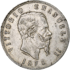 Italy, Vittorio Emanuele II, 5 Lire, 1875, Milan, Silver, VF(30-35), KM:8.3