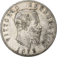 Italy, Vittorio Emanuele II, 5 Lire, 1875, Milan, Silver, VF(30-35), KM:8.3