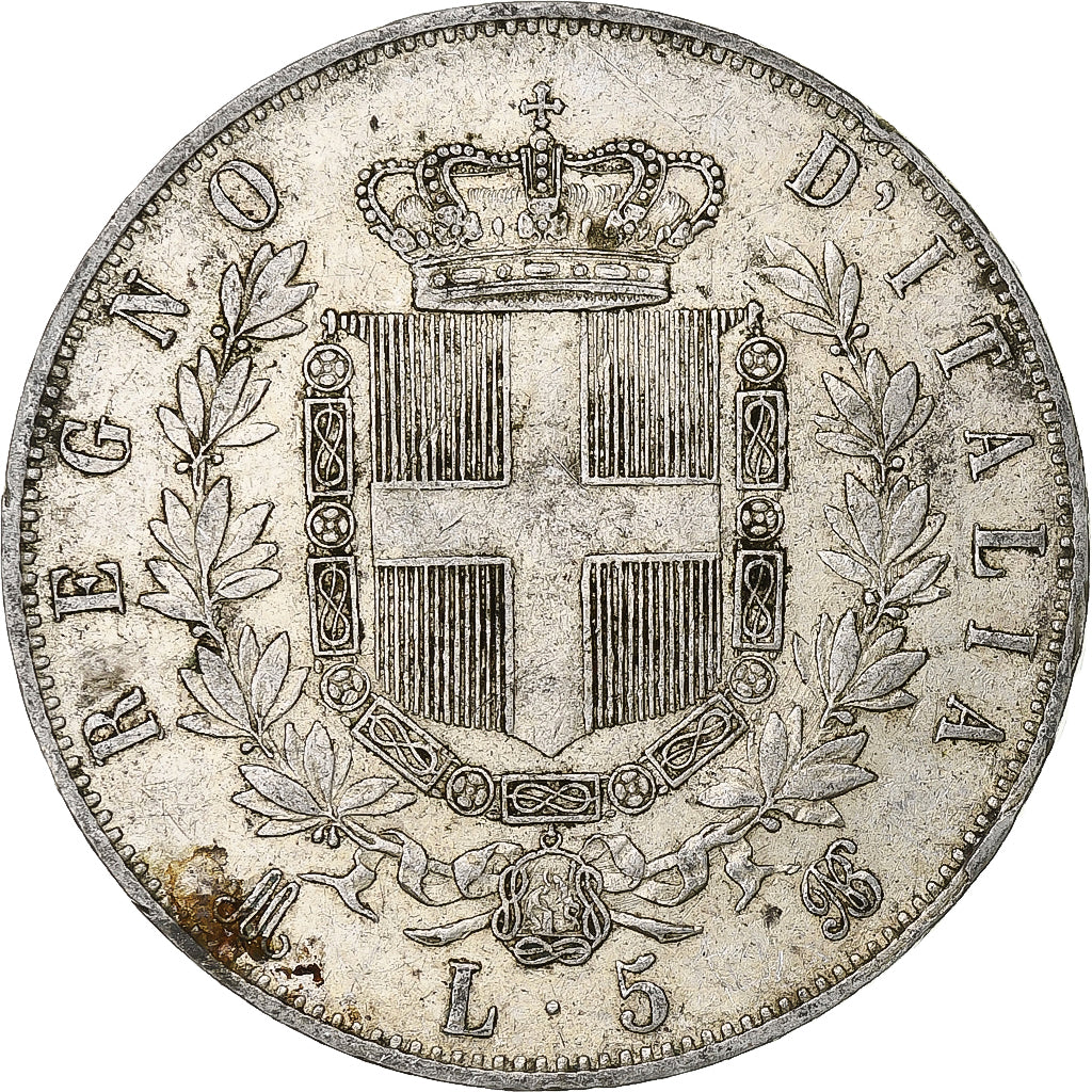 Italy, Vittorio Emanuele II, 5 Lire, 1875, Milan, Silver, VF(30-35), KM:8.3