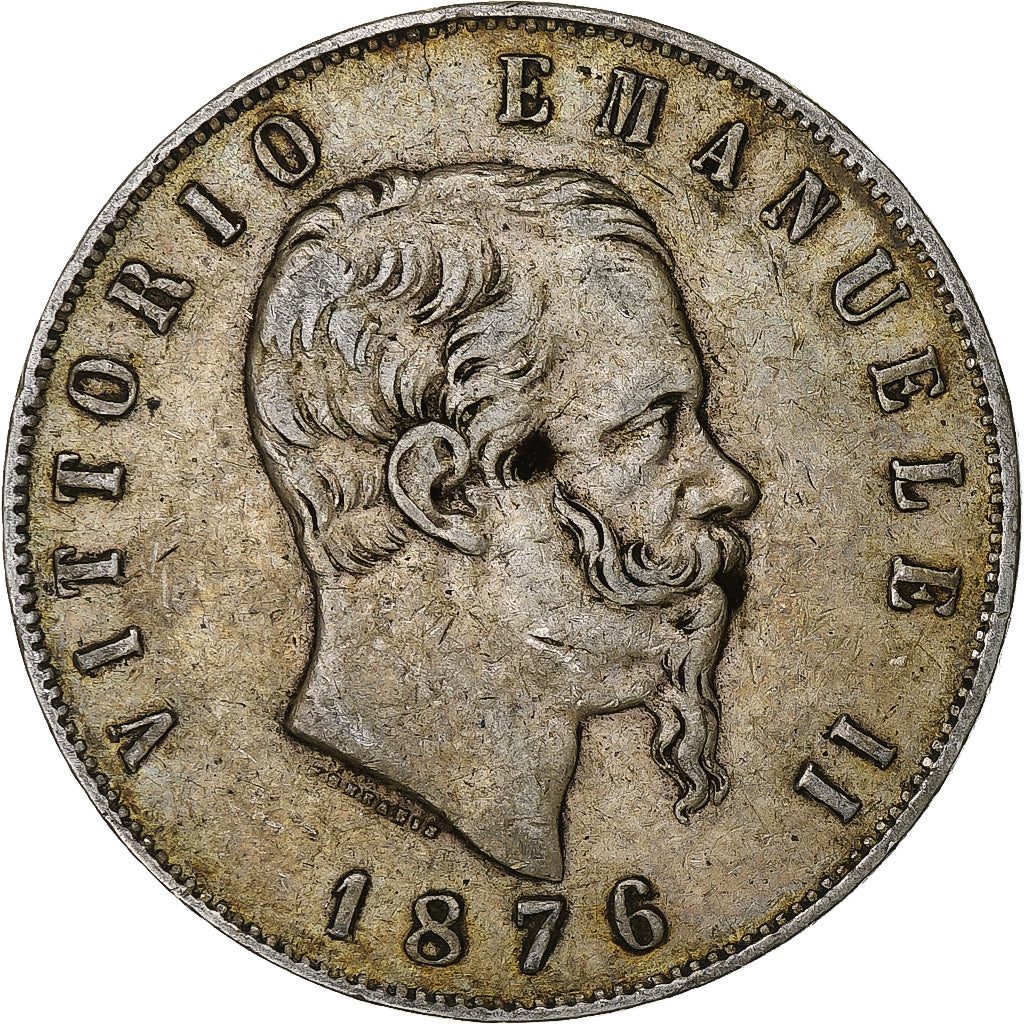 Italia, Vittorio Emanuele II, 5 Lire, 1876, Rome, Argento, MB, KM:8.4