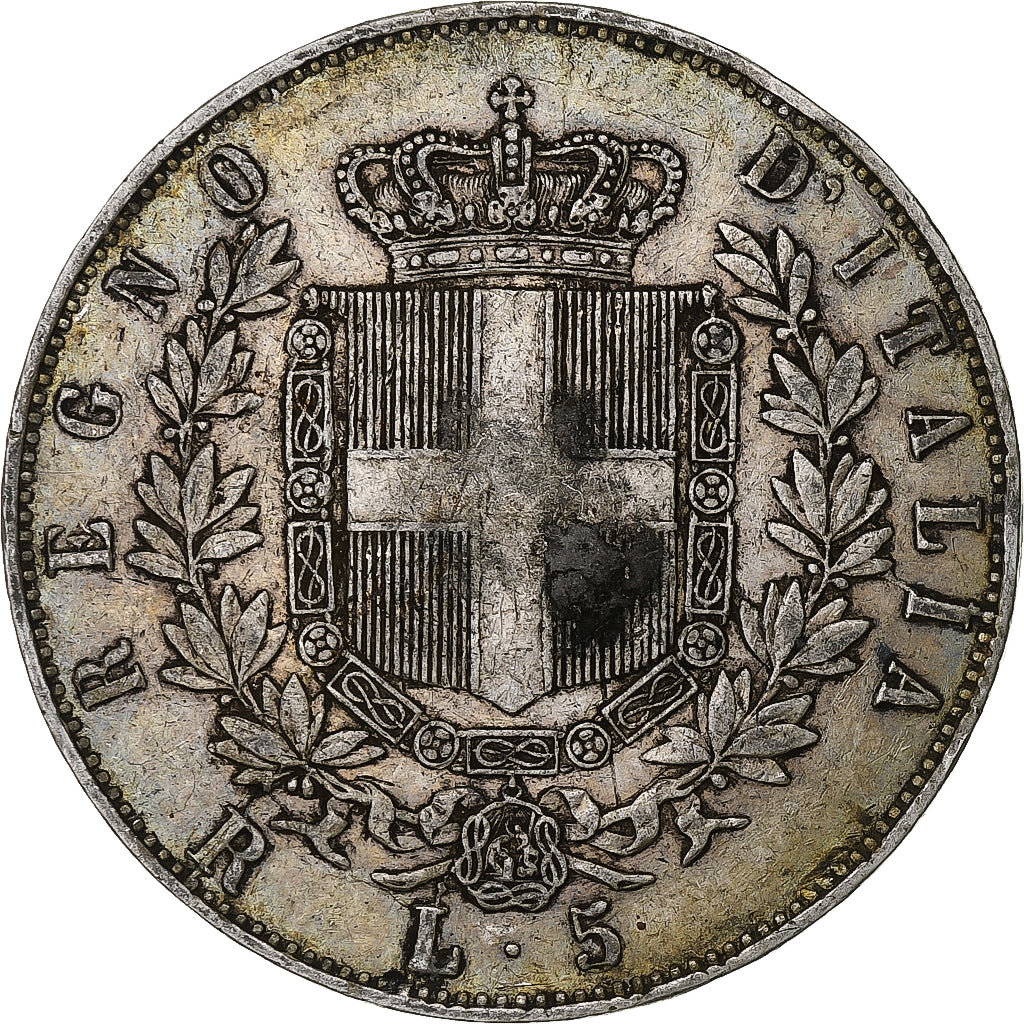 Italia, Vittorio Emanuele II, 5 Lire, 1876, Rome, Argento, MB, KM:8.4