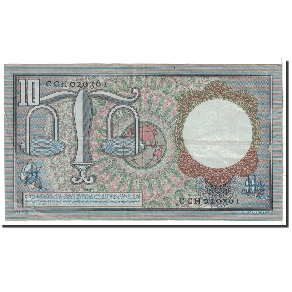 Banknote, Netherlands, 10 Gulden, 1953, 1953-03-23, KM:85, EF(40-45)