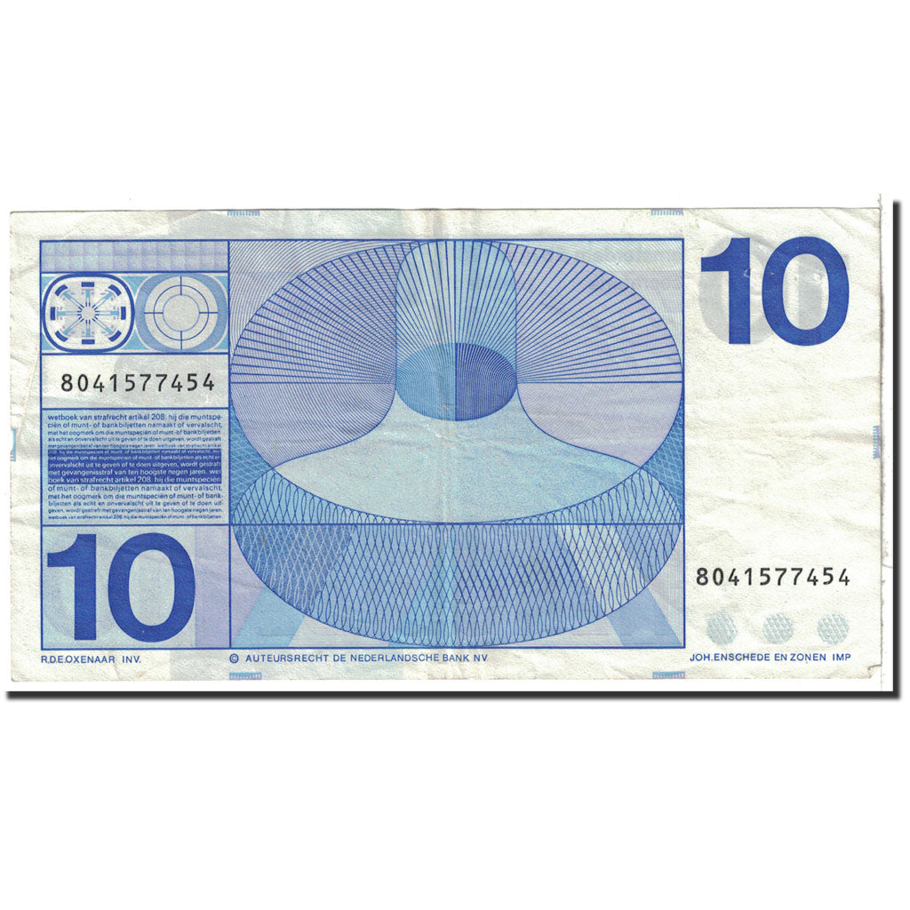 Banknote, Netherlands, 10 Gulden, 1968, 1968-04-25, KM:91b, EF(40-45)
