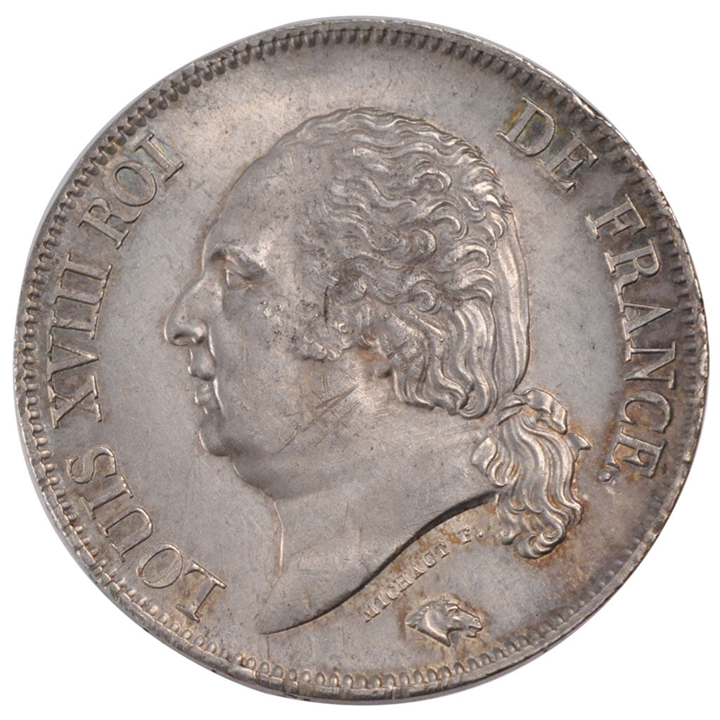 Louis XVIII, 5 Francs, Buste nu, 1823 K, PCGS MS63