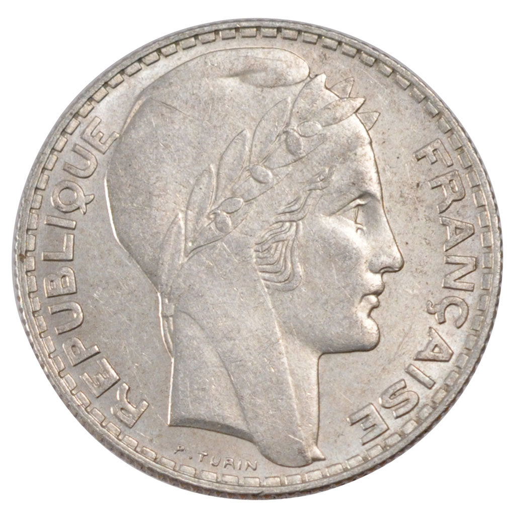 FRANCE, Turin, 10 Francs, 1939, Paris, KM #878, AU(55-58), Silver, 28, Gadoury..