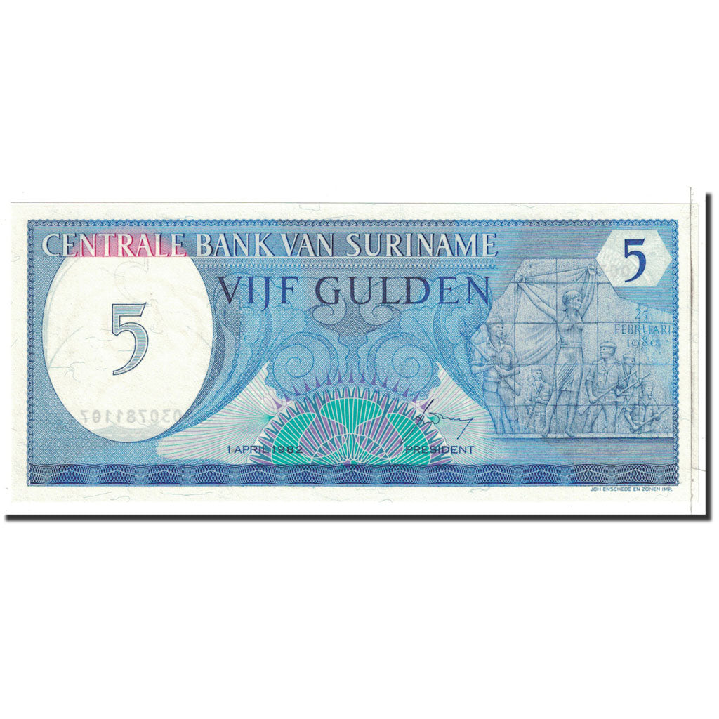Banknote, Surinam, 5 Gulden, 1982, 1982-04-01, KM:125, UNC(65-70)