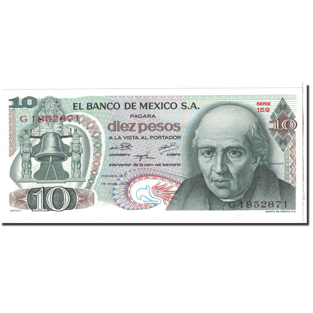 Banknote, Mexico, 10 Pesos, 1975, 1975-05-15, KM:63h, UNC(65-70)