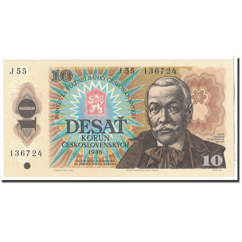 Banknote, Czechoslovakia, 10 Korun, 1986, Undated, KM:94, UNC(65-70)