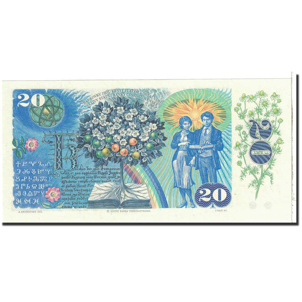 Banconote, Cecoslovacchia, 20 Korun, 1988, KM:95, Undated, FDS