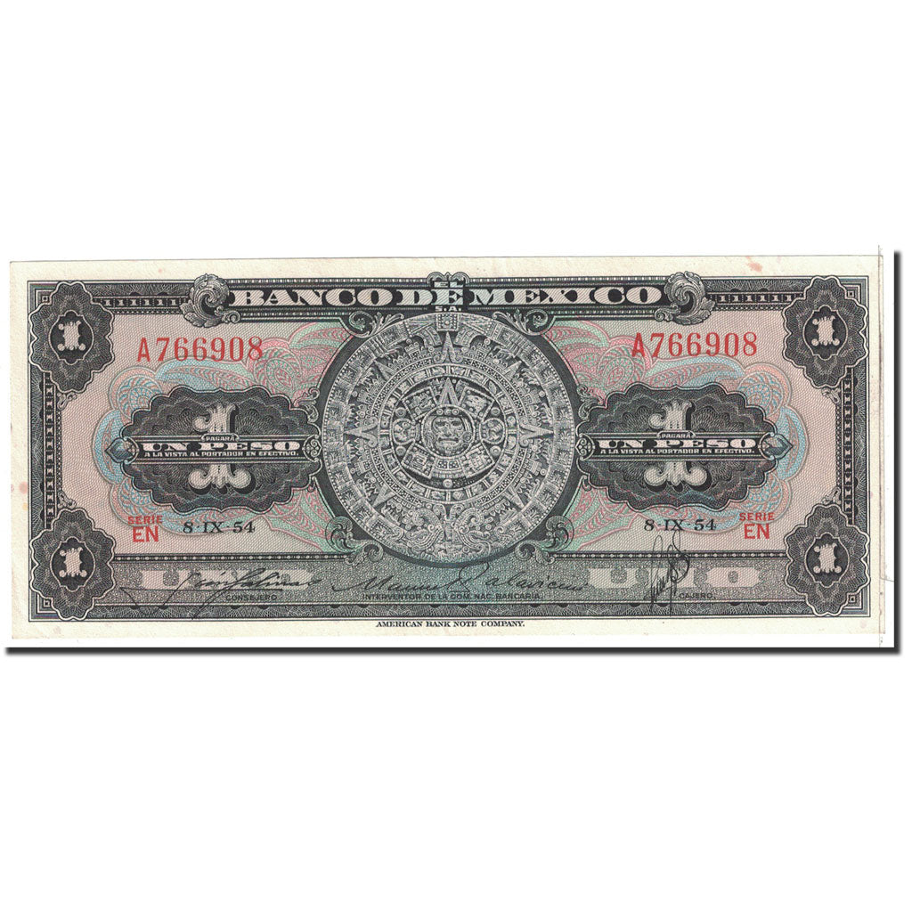 Banknote, Mexico, 1 Peso, 1954, 1984-09-08, KM:56b, UNC(65-70)