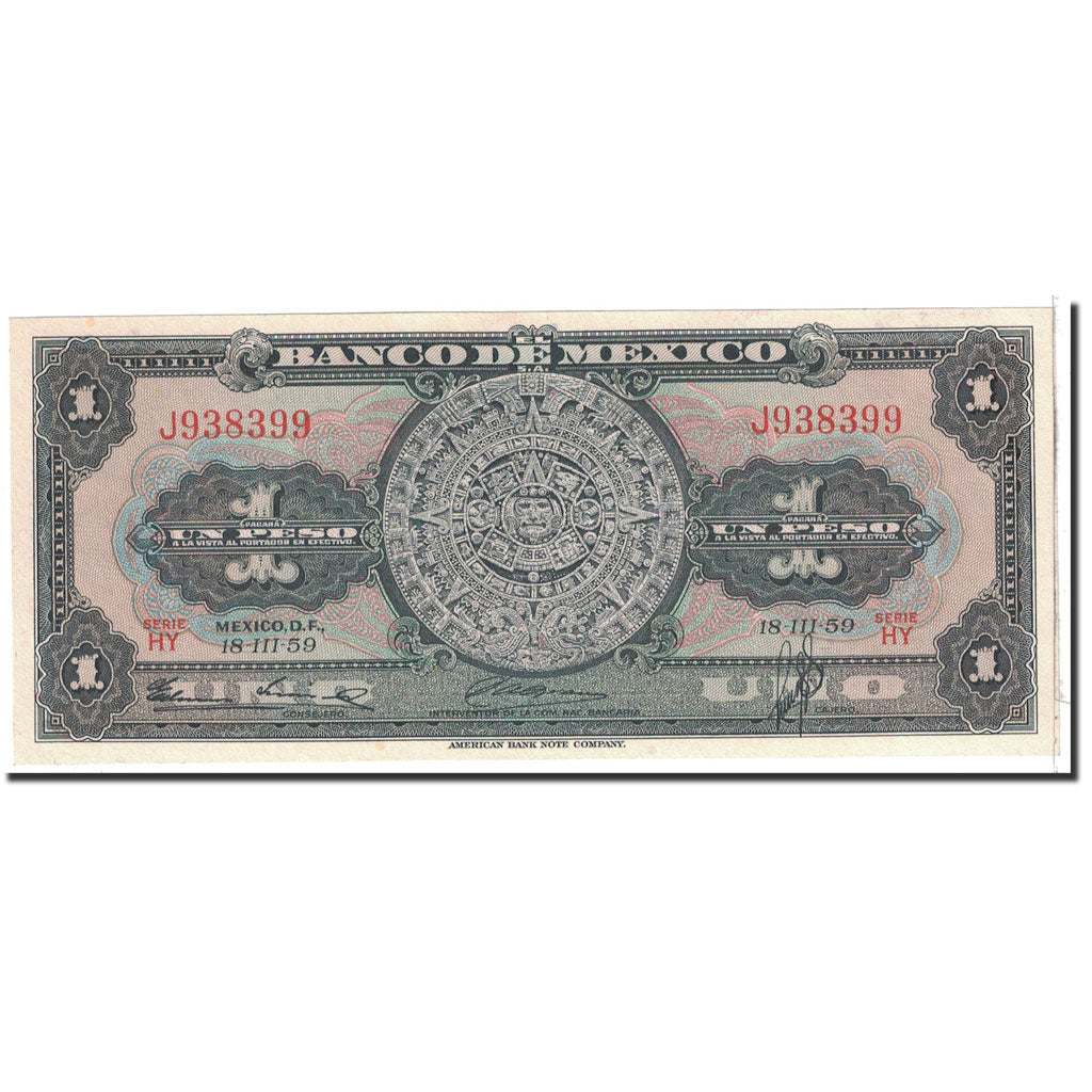 Banknote, Mexico, 1 Peso, 1959, 1959-03-18, KM:59e, UNC(65-70)
