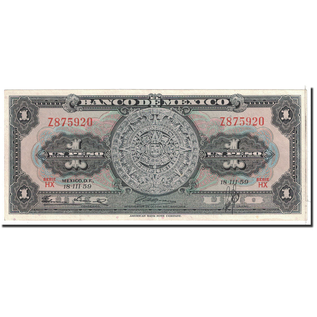 Billete, 1 Peso, 1959, México, KM:59e, 1959-03-18, UNC
