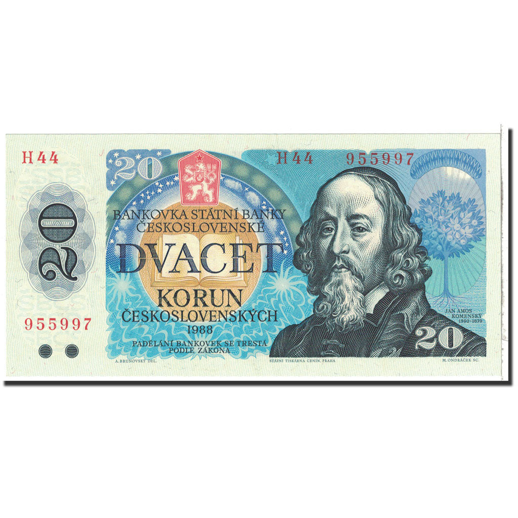 Banknote, Czechoslovakia, 20 Korun, 1988, Undated, KM:95, UNC(63)