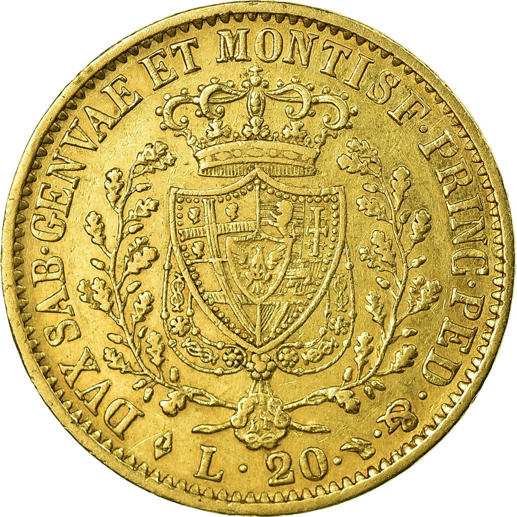 Coin, ITALIAN STATES, SARDINIA, Carlo Felice, 20 Lire, 1827, Torino, AU(55-58)