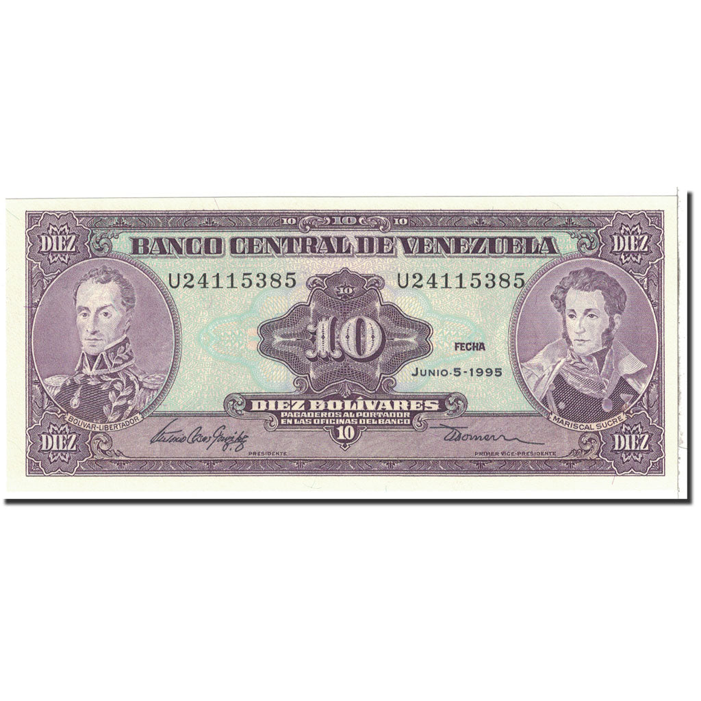 Banknote, Venezuela, 10 Bolívares, 1995, 1995-06-05, KM:61d, UNC(65-70)