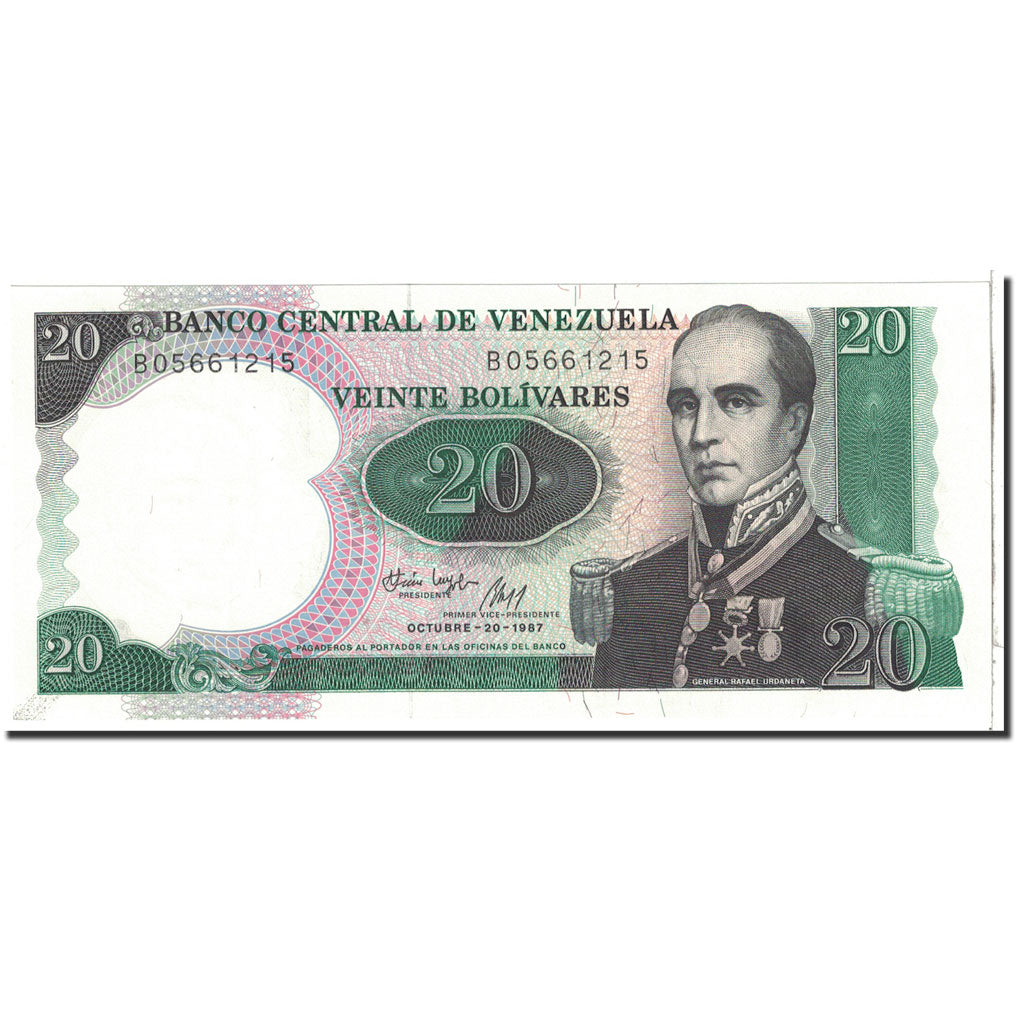 banknote, Venezuela, 20 Bolivares, 1987, 1987-10-20, KM:71, UNC(65-70)