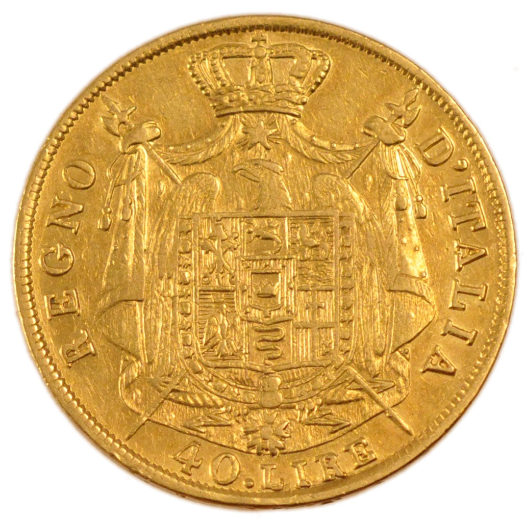ITALIAN STATES, 40 Lire, 1810, Milan, KM #12, EF(40-45), Gold, 12.80