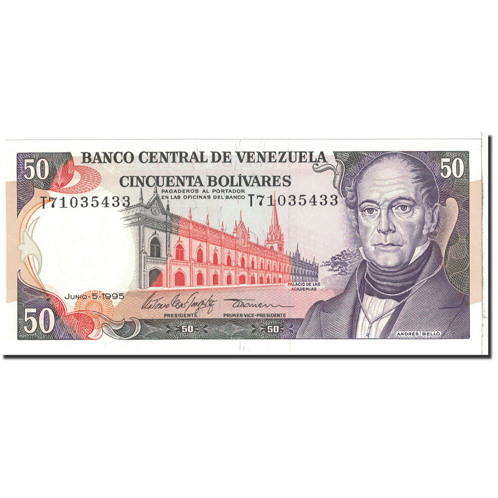 banknote, Venezuela, 50 Bolivares, 1995, 1995-06-05, KM:65e, UNC(65-70)