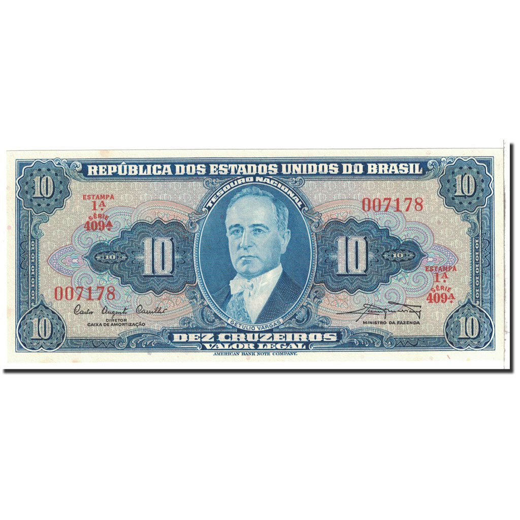 Banknote, Brazil, 10 Cruzeiros, 1961, Undated, KM:167a, UNC(65-70)