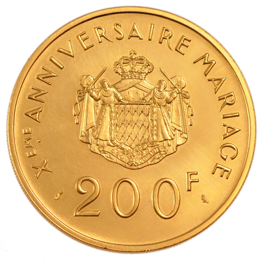 Monaco, 200 Francs, 1966, MS(60-62), Gold, Gadoury #153, 32.00