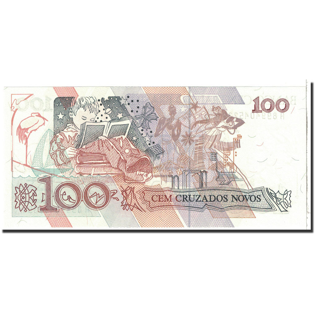 Billet, Brésil, 100 Cruzeiros on 100 Cruzados Novos, 1990, Undated, KM:224b