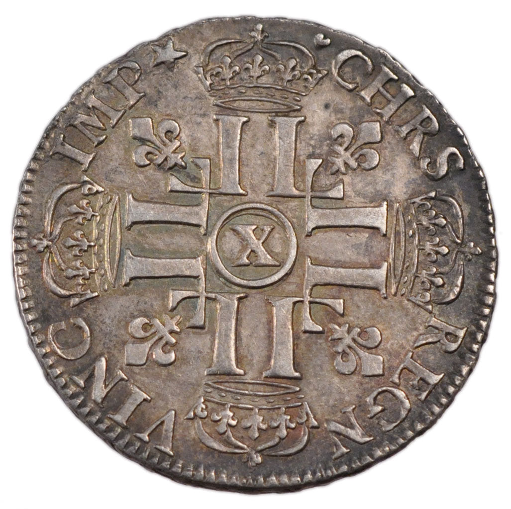 FRANCE, 1/2 Écu aux 8 L, 1/2 Ecu, 1690, Amiens, MS(60-62), Silver, Gadoury #184,