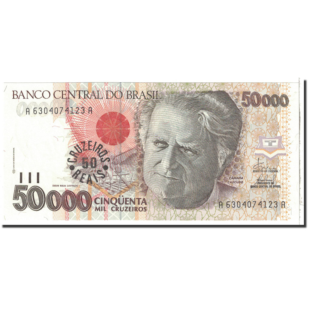Billet, Brésil, 50 Cruzeiros Reais on 50,000 Cruzeiros, 1993, Undated, KM:237