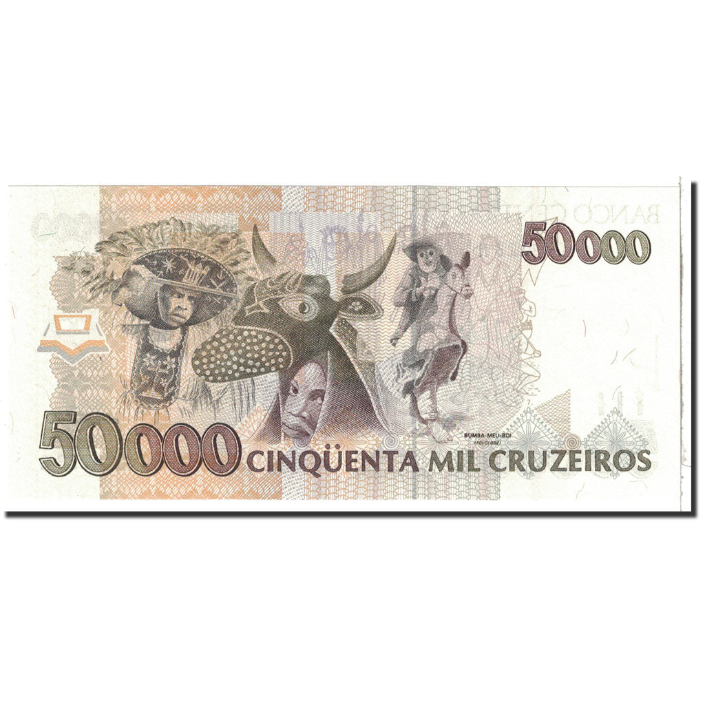Billet, Brésil, 50 Cruzeiros Reais on 50,000 Cruzeiros, 1993, Undated, KM:237