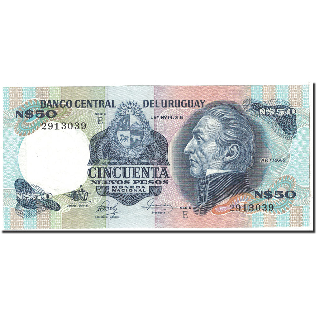 Banknote, Uruguay, 50 Nuevos Pesos, 1987, Undated, KM:61d, UNC(65-70)