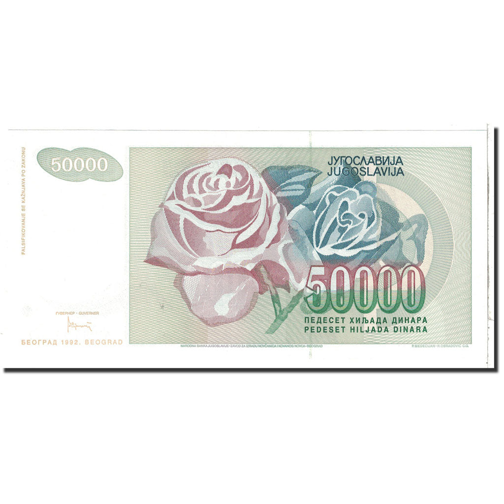 Banknote, Yugoslavia, 50,000 Dinara, 1992, Undated, KM:117, UNC(65-70)