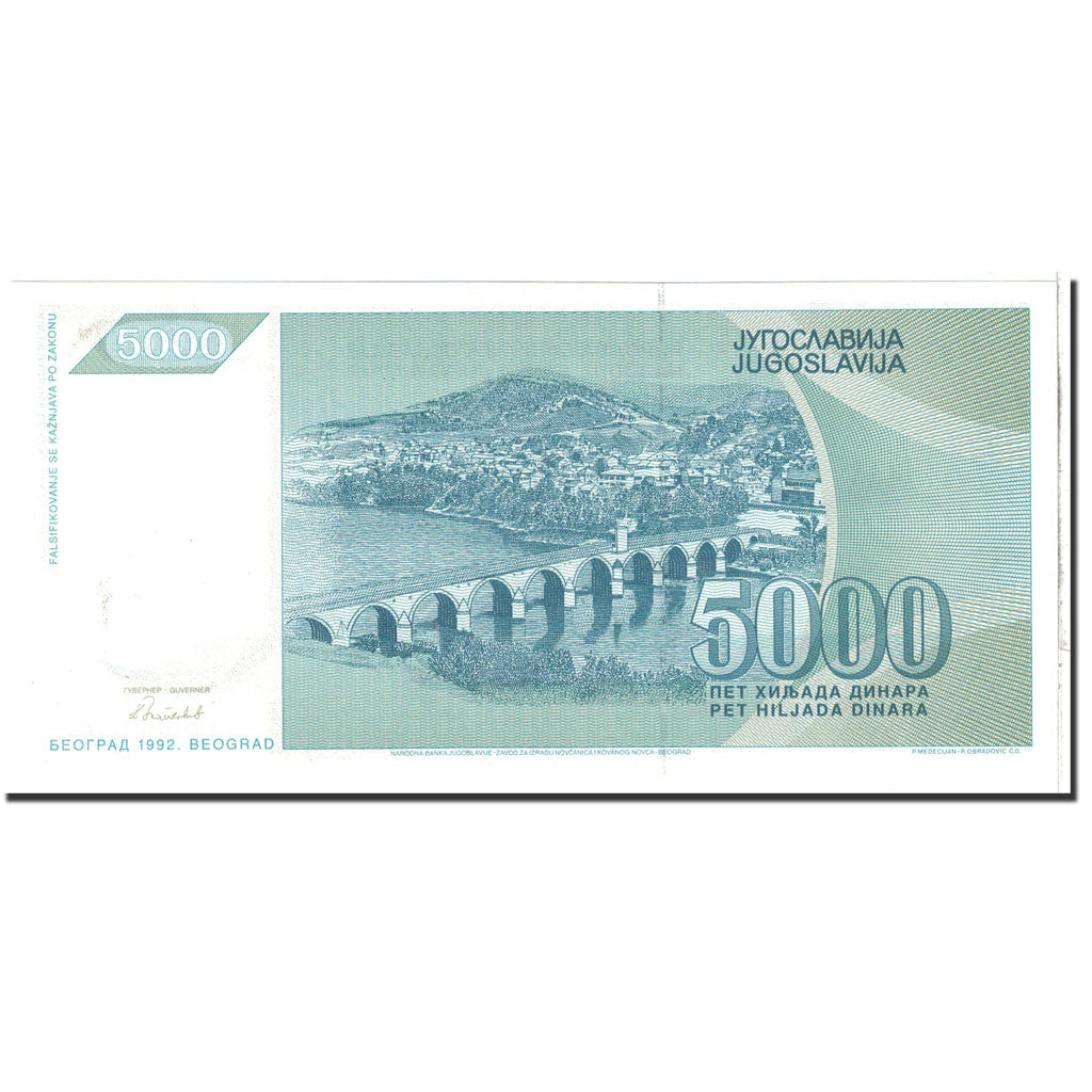 Banknote, Yugoslavia, 5000 Dinara, 1992, Undated, KM:115, UNC(65-70)