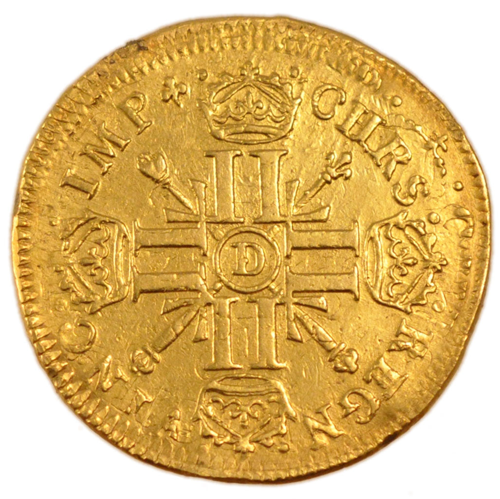 FRANCE, Louis d'or aux 8 L et aux insignes, Louis d'Or, 1701, Lyons, EF(40-45),.