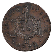 FRANCE, 1/2 Sol, MS(60-62), Bronze, Gadoury #10, 5.50