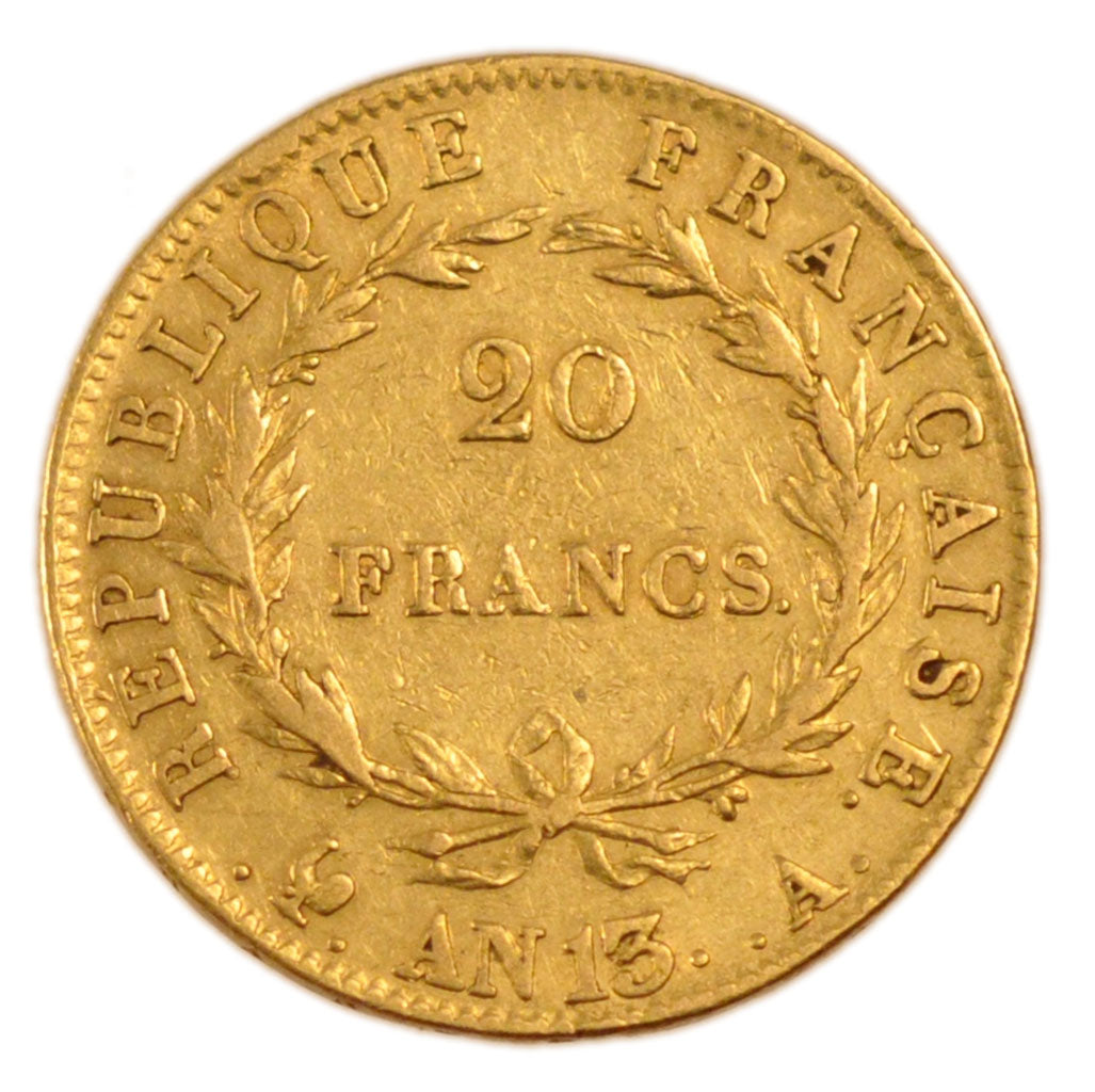 FRANCE, Napoléon I, 20 Francs, 1805, Paris, EF(40-45), Gold, Gadoury #1022, 6.40