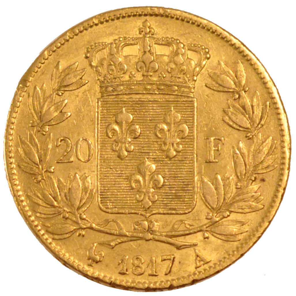FRANCE, Louis XVIII, 20 Francs, 1817, Paris, KM #712.1, EF(40-45), Gold,...