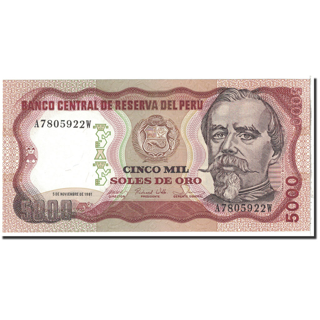 Banknote, Peru, 5000 Soles De Oro, 1981, 1981-11-05, KM:117b, UNC(65-70)