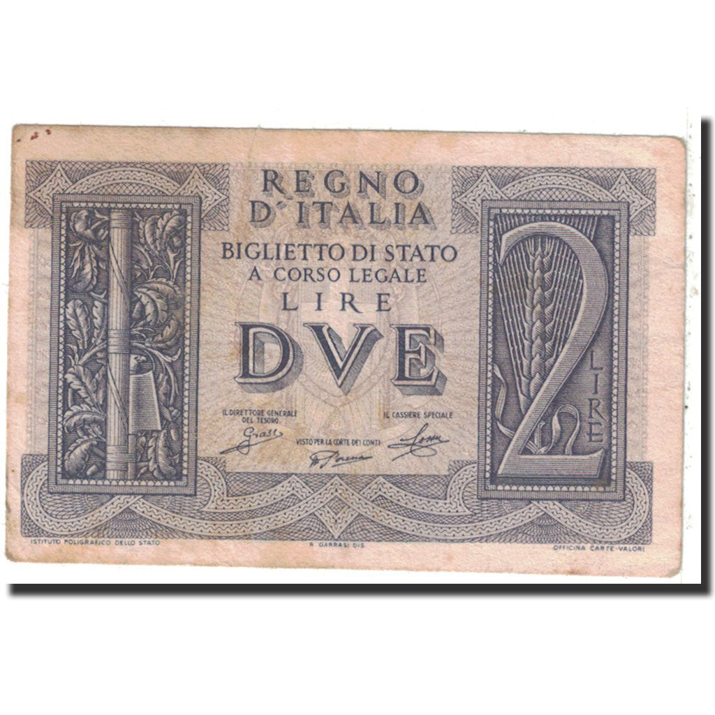Banknote, Italy, 2 Lire, 1939, 1939-11-14, KM:27, VF(30-35)