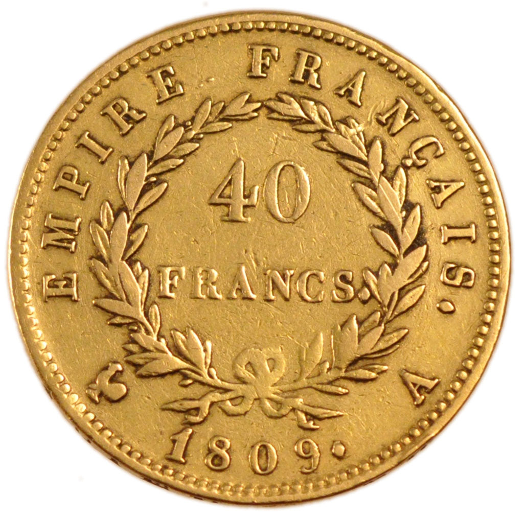 FRANCE, 40 Francs, 1809, Paris, VF(30-35), Gold, Gadoury #1084, 12.80