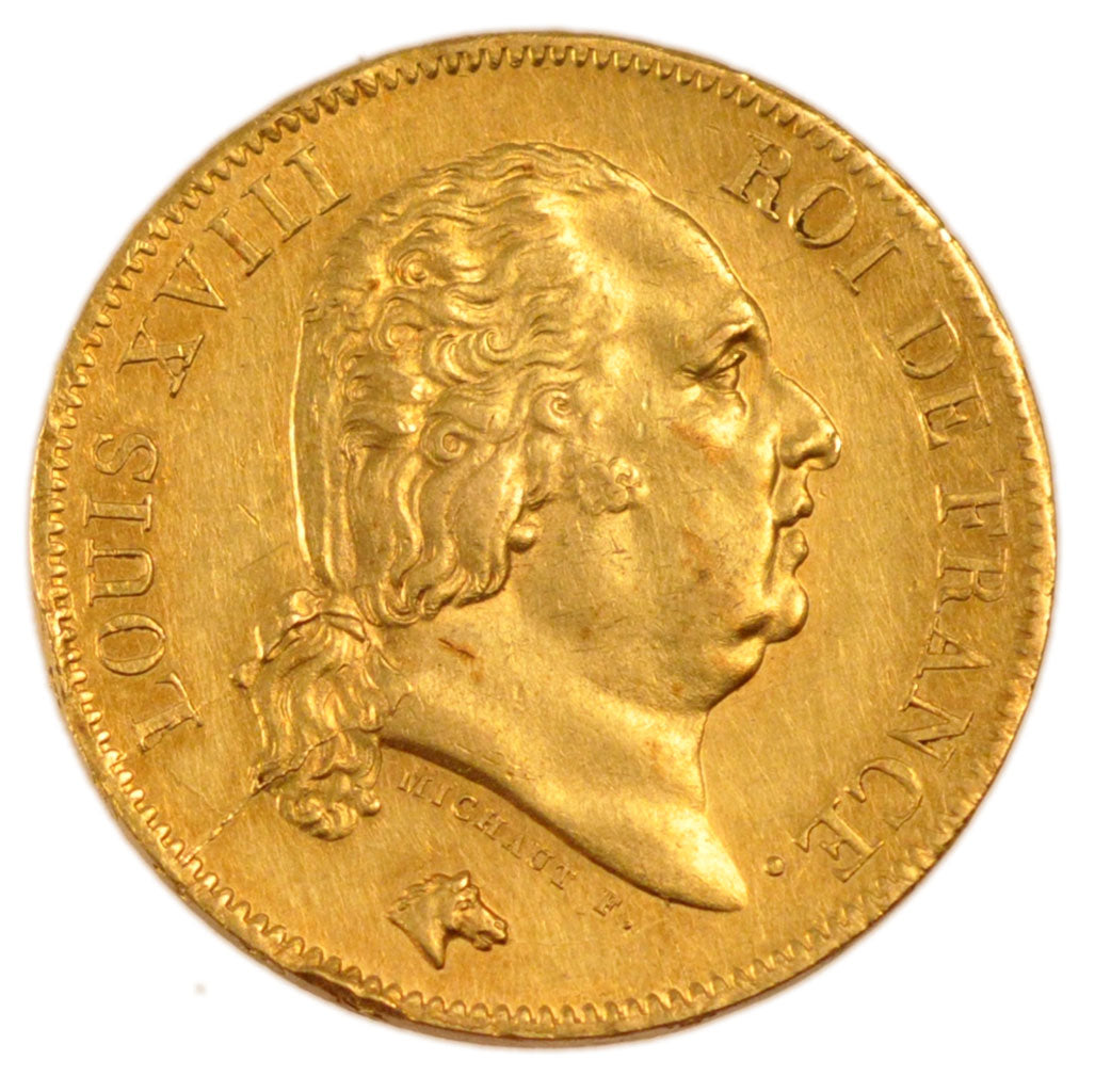 FRANCE, Louis XVIII, 40 Francs, 1818, Lille, KM #713.6, AU(50-53), Gold,...