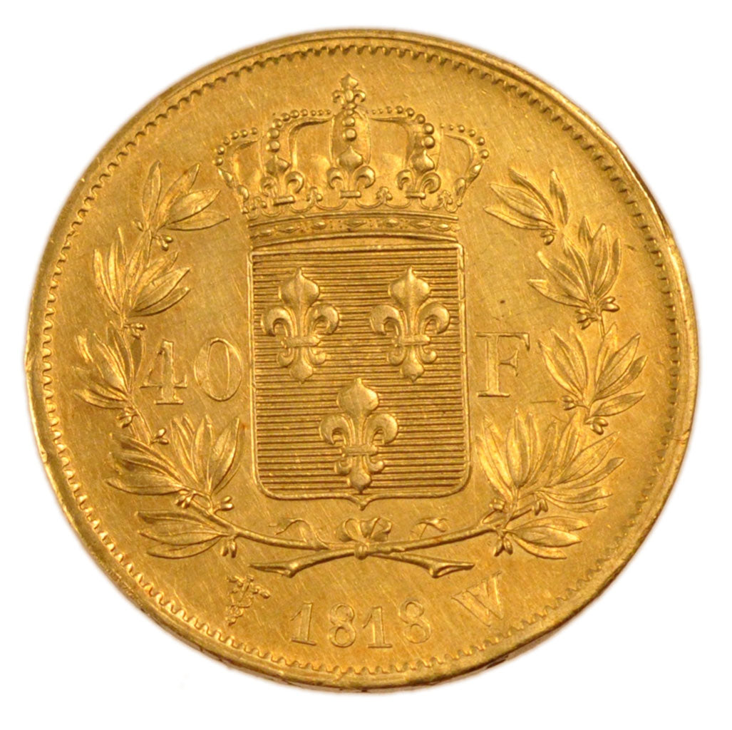 FRANCE, Louis XVIII, 40 Francs, 1818, Lille, KM #713.6, AU(50-53), Gold,...