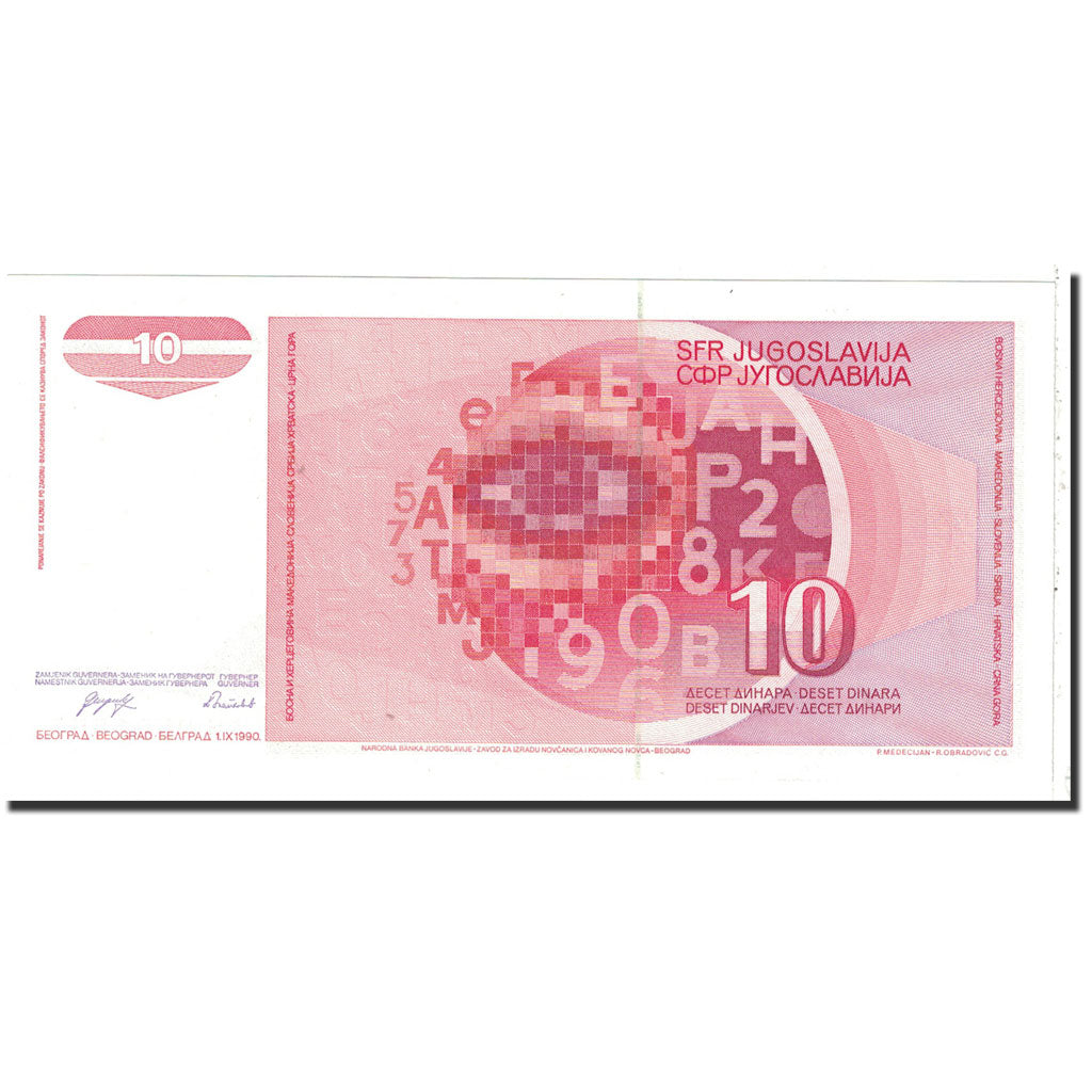 Banknote, Yugoslavia, 10 Dinara, 1990, Undated, KM:103, UNC(65-70)