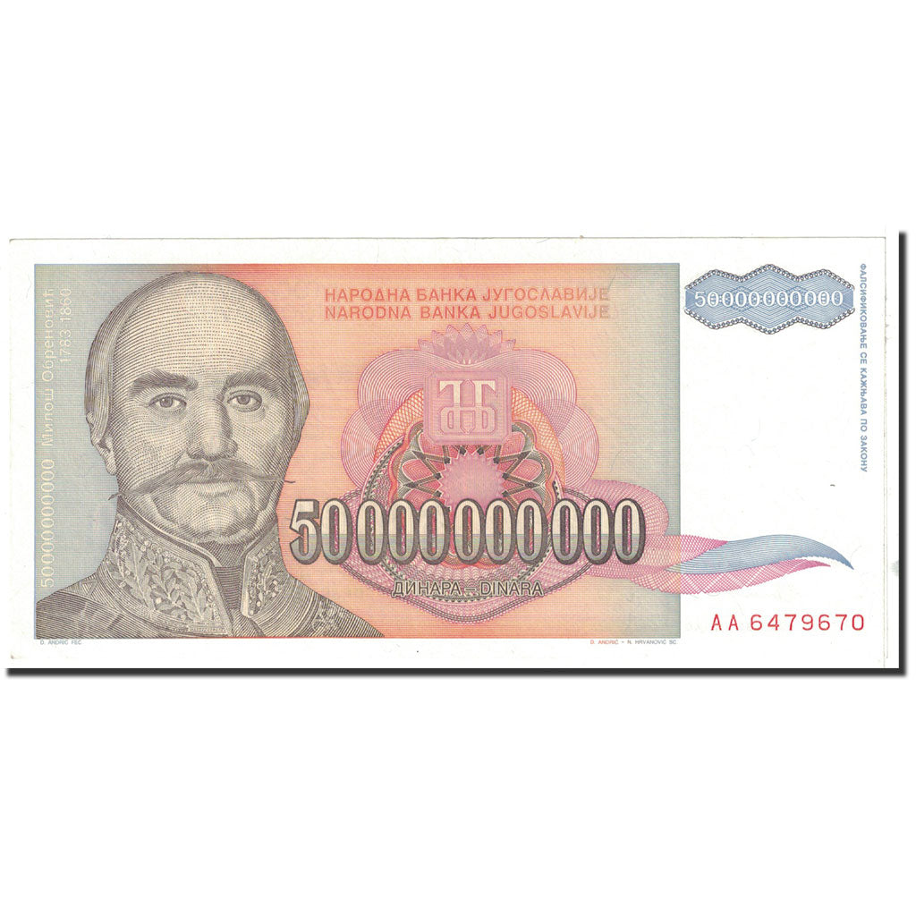 Banknote, Yugoslavia, 50,000,000,000 Dinara, 1993, Undated, KM:136, UNC(65-70)