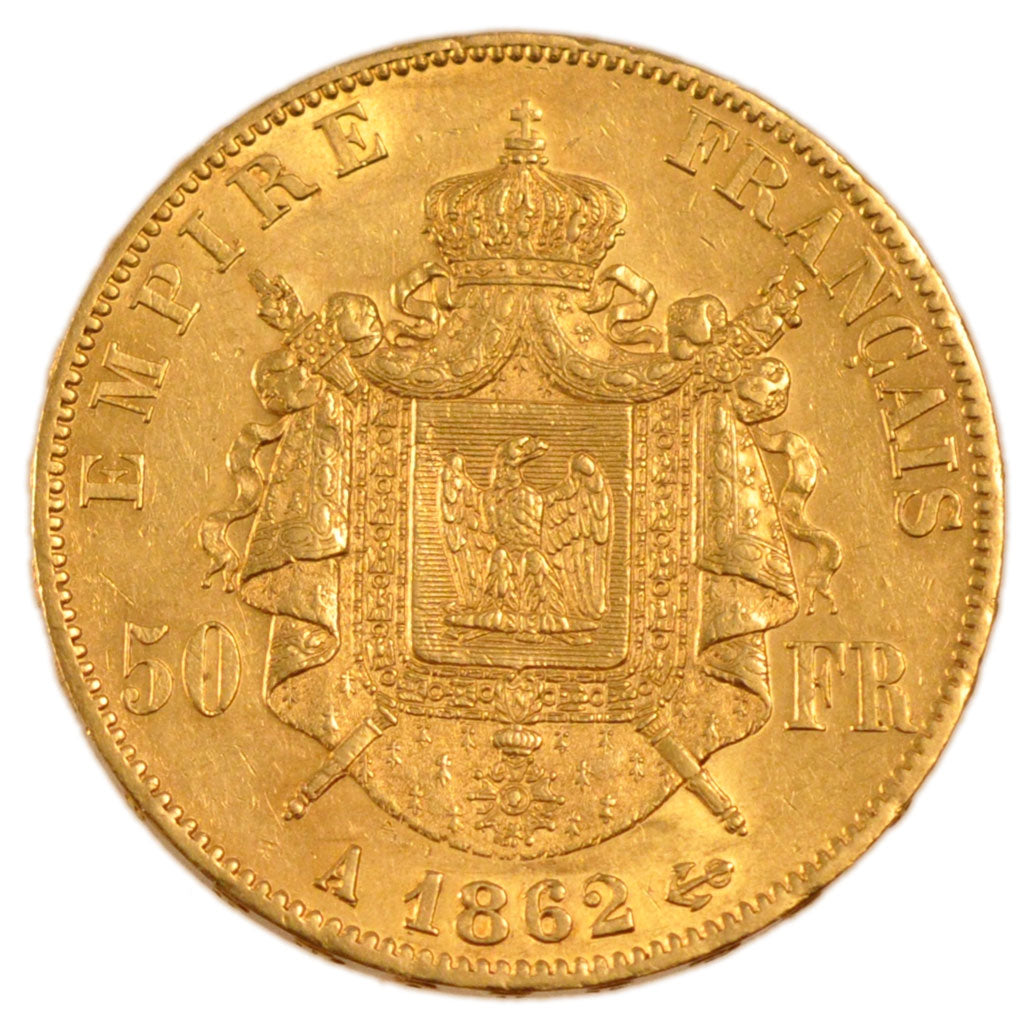 FRANCE, 50 Francs, 1862, Paris, AU(55-58), Gold, Gadoury #1112, 16.10