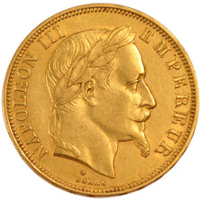 FRANCE, Napoléon III, 50 Francs, 1867, Strasbourg, AU(55-58), Gold, Gadoury #...