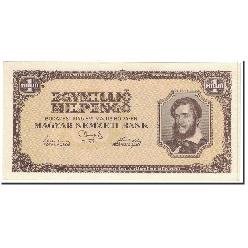 Banknote, Hungary, 1 Million Milpengö, 1946, 1946-05-24, KM:128, UNC(65-70)