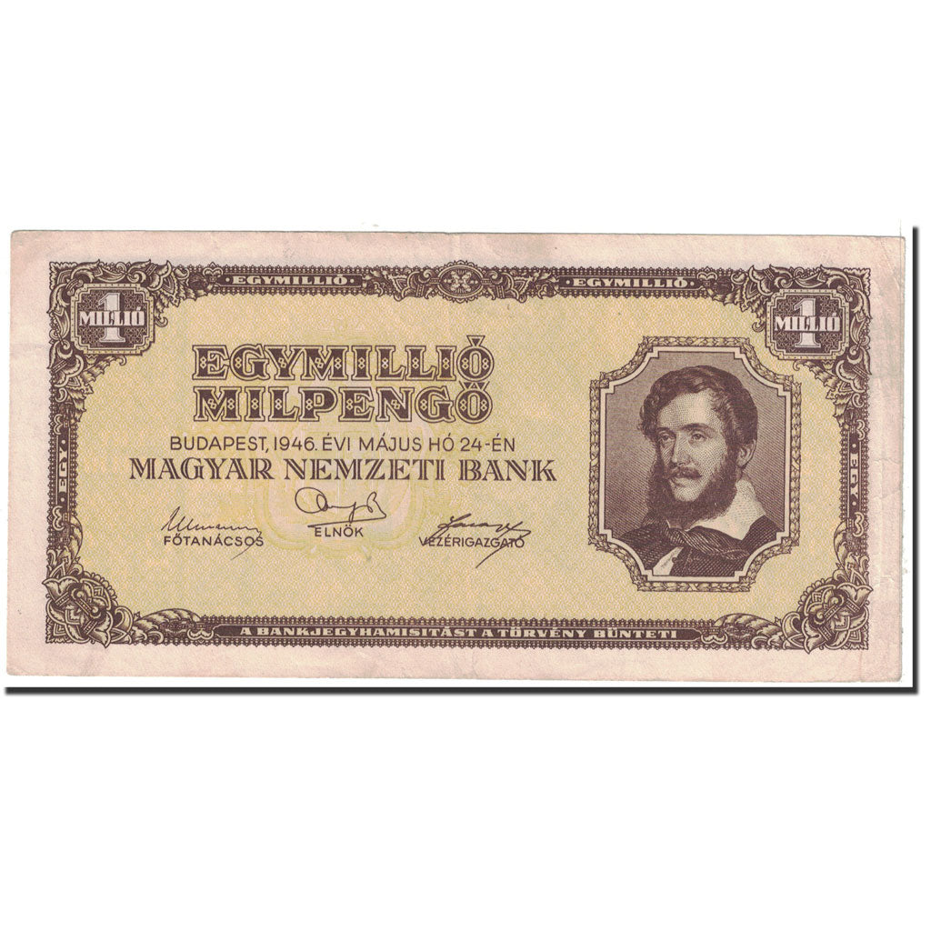 Billet, Hongrie, 1 Million Milpengö, 1946, 1946-05-24, KM:128, TTB+