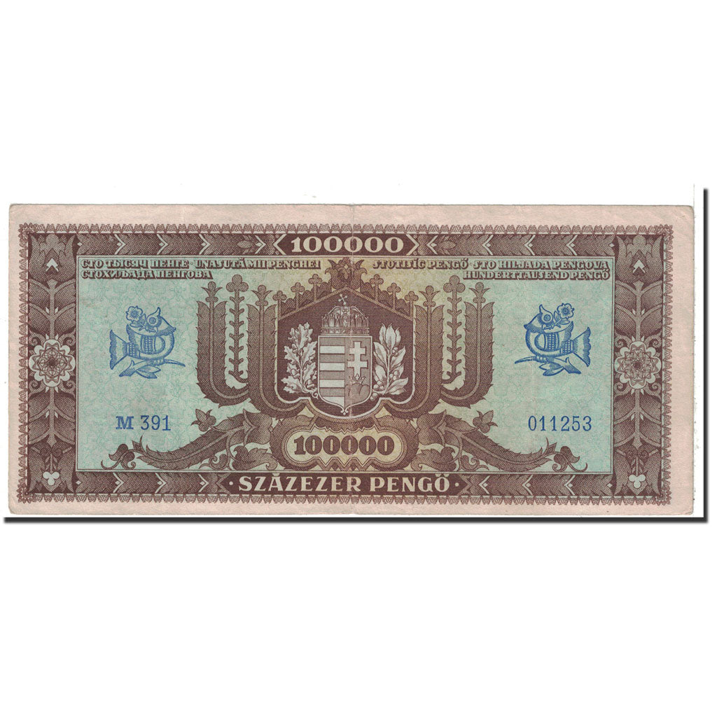 Banconote, Ungheria, 100,000 Pengö, 1945, KM:121a, 1945-10-23, BB+