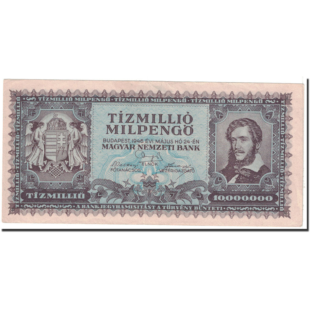 Banconote, Ungheria, 10 Million Milpengö, 1946, KM:129, 1946-05-24, SPL-
