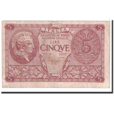 Banknote, Italy, 5 Lire, 1944, 1944-11-23, KM:31c, VF(30-35)